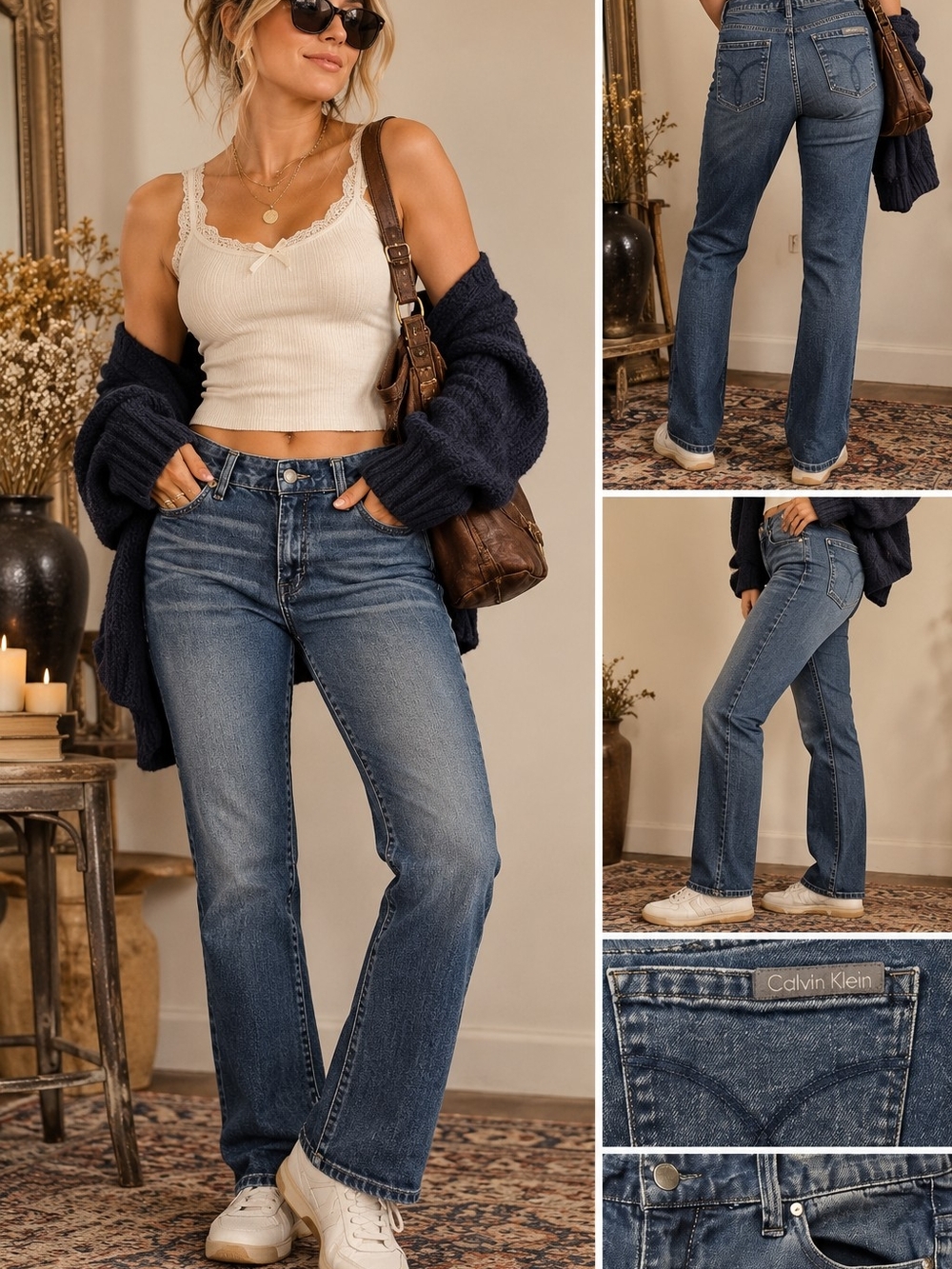 Calvin Klein Women's Mid-Rise Straight Jeans in Blue
